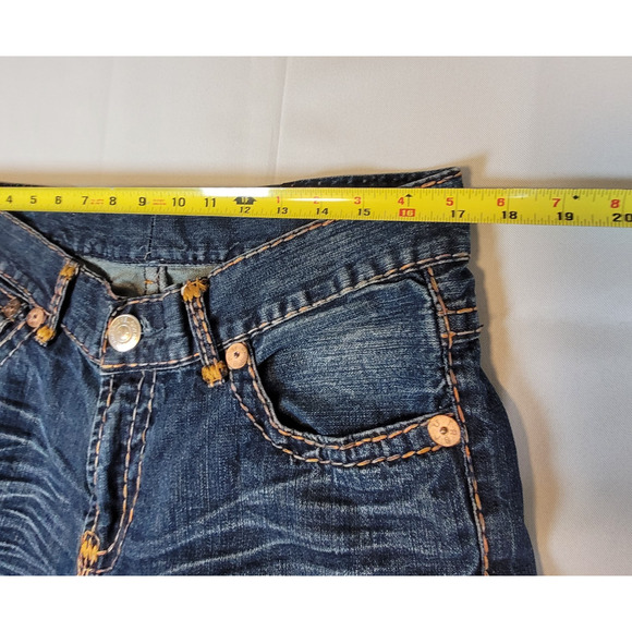 TRUE RELIGION LOGAN SUPER T Flap Y2K Men's Jeans 38X31 Regular Fit Blue K12832 - Picture 13 of 16